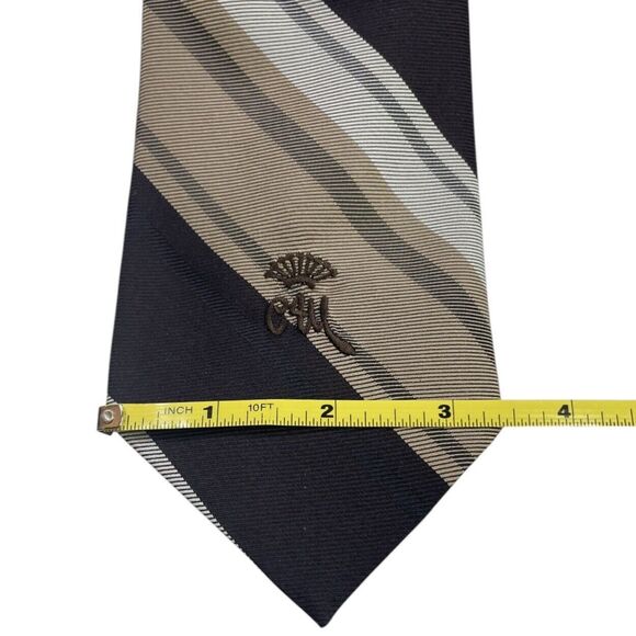 Vintage WOOLF BROTHERS COUNTESS MARA Tie Dark Brown and Light Brown, Preowned - Picture 6 of 7